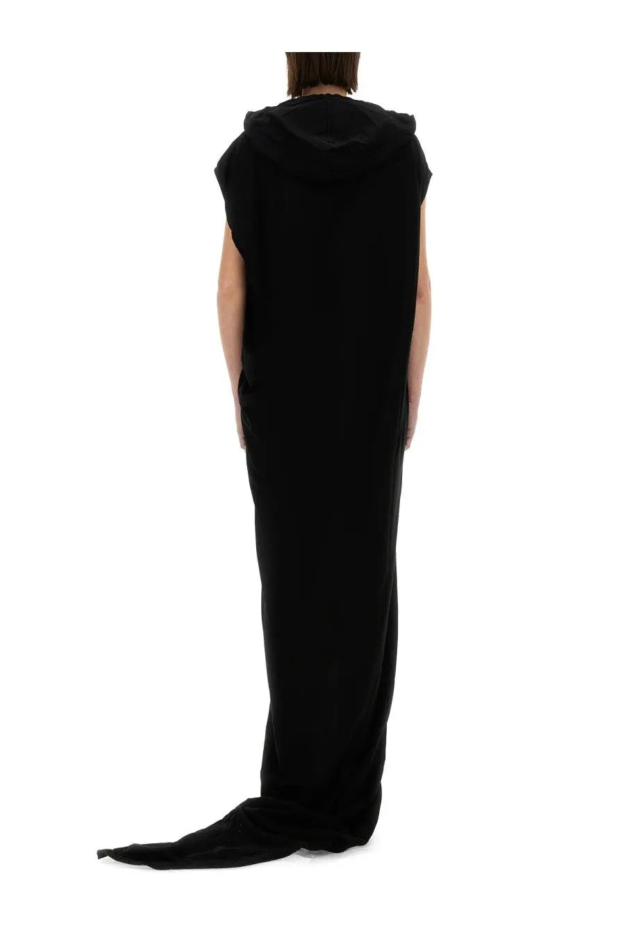 Drkshdw women’s black sleeveless hooded maxi dress with flowing draped silhouette perfect for casual wear