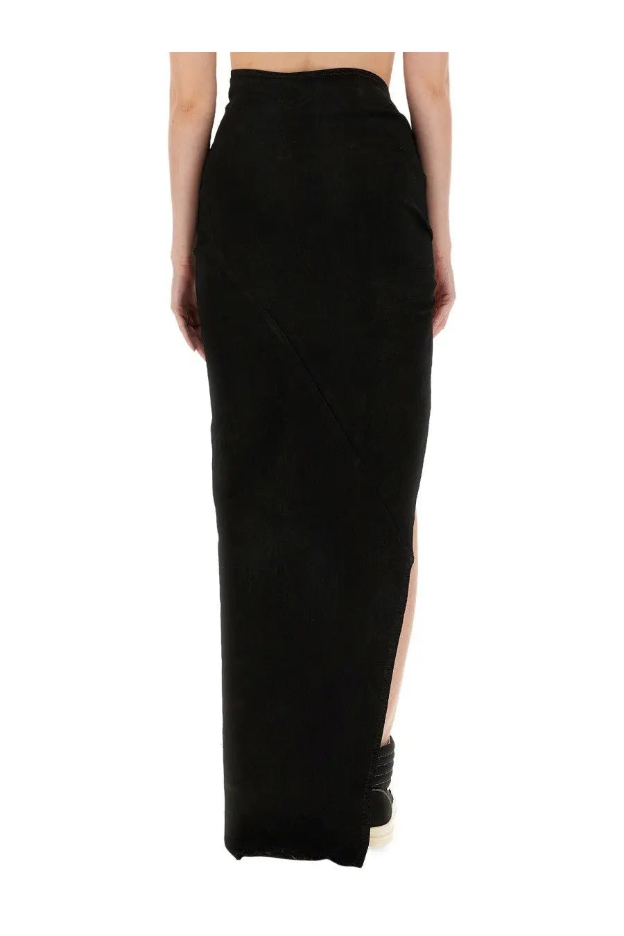Drkshdw women’s black high-waisted maxi skirt with side slit made from flowy fabric for stylish comfort