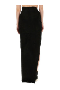 Drkshdw women’s black high-waisted maxi skirt with side slit made from flowy fabric for stylish comfort