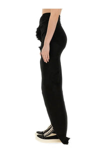 Drkshdw women’s black high-waisted trousers with ruffled side detail and tapered legs for a stylish look