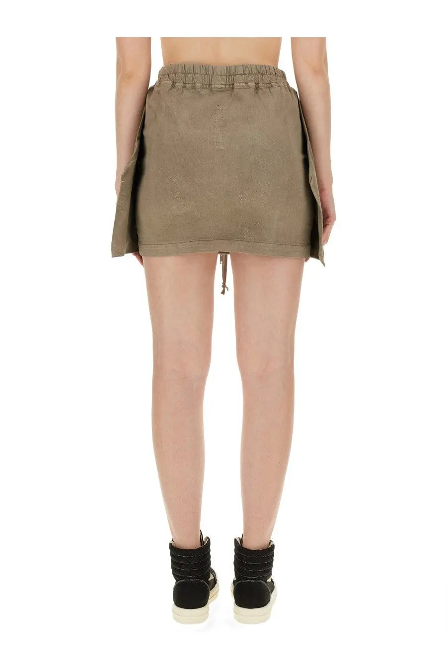 Khaki cargo-style mini skirt with elastic waistband and side slits from DRKSHDW women’s mini Lido skirt blue collection