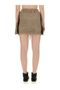 Khaki cargo-style mini skirt with elastic waistband and side slits from DRKSHDW women’s mini Lido skirt blue collection