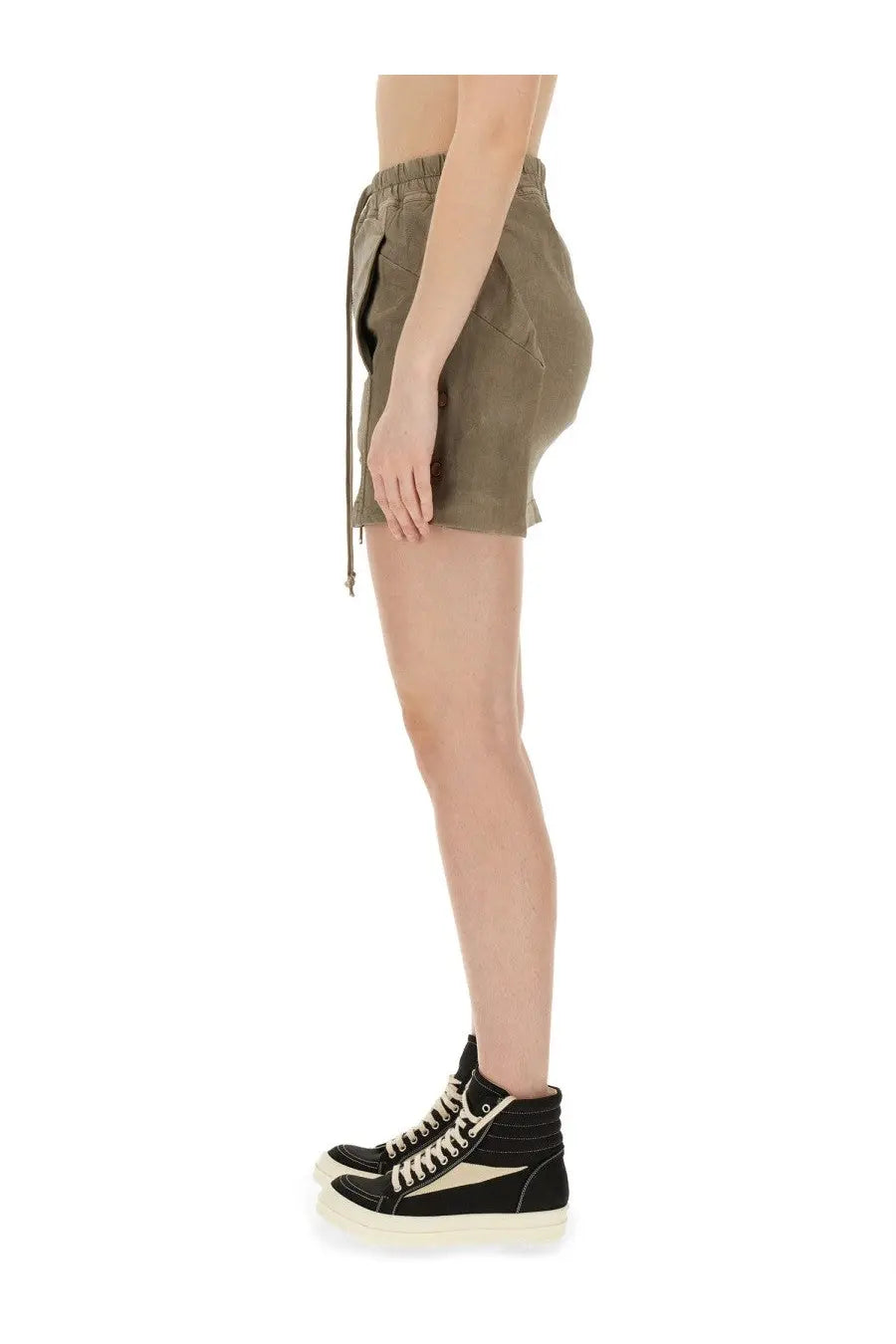 Olive green drawstring shorts with relaxed fit and side pockets for drkshdw women’s mini lido skirt blue collection
