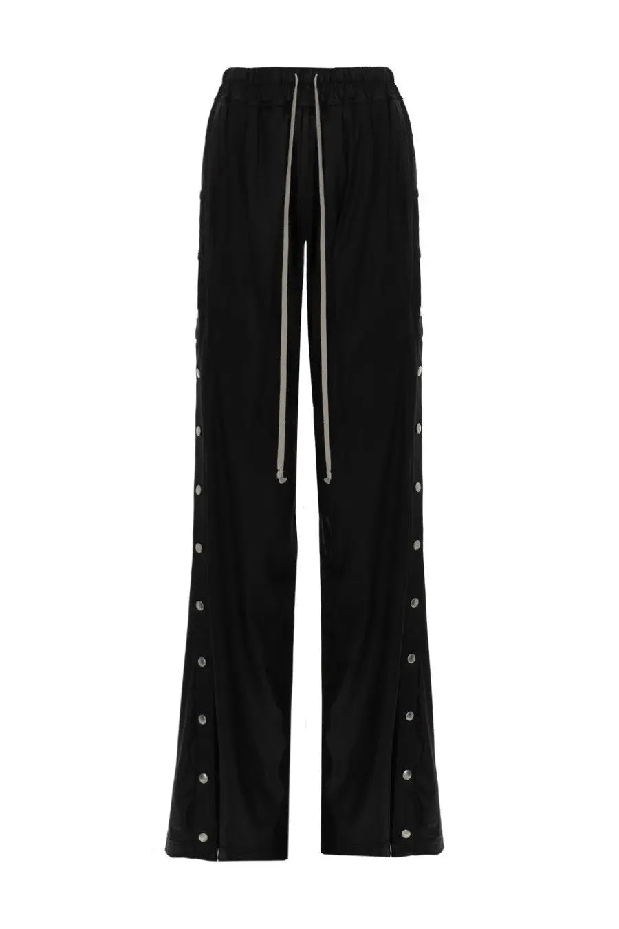 Drkshdw women’s pantalone wide pusher black wide-leg pants with silver buttons and matching drawstring waistband