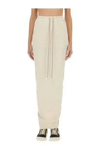 Cream-colored relaxed-fit jogger pants with drawstring waist and tapered legs for casual comfort and style