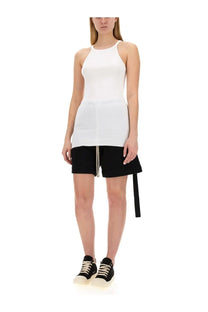 White drkshdw women’s racer back shirt featuring a halterneck design with structured minimalist waist paneling