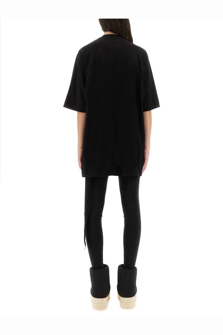 Drkshdw women’s black oversized short-sleeved t-shirt with a relaxed minimalist design in soft cotton material