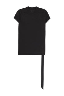 Drkshdw women’s small black short-sleeved t-shirt with asymmetrical hem and long narrow fabric strip