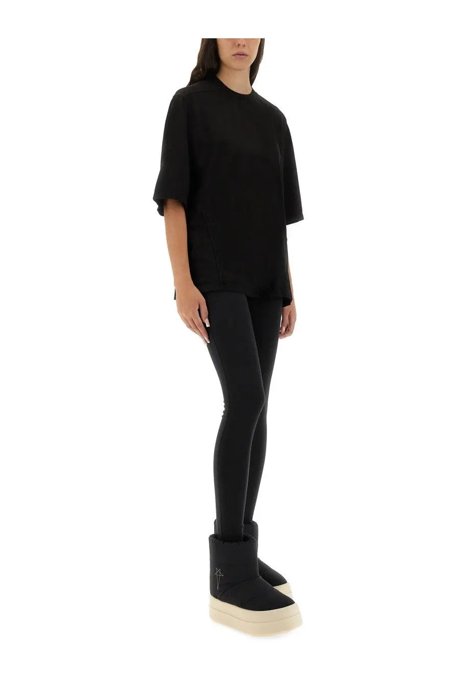 Drkshdw women’s walrus shirt black oversized short-sleeved top with relaxed fit and subtle side slits