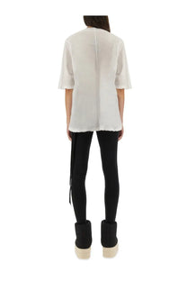 Drkshdw women’s walrus shirt white sheer short-sleeved blouse with central seam and frayed hem