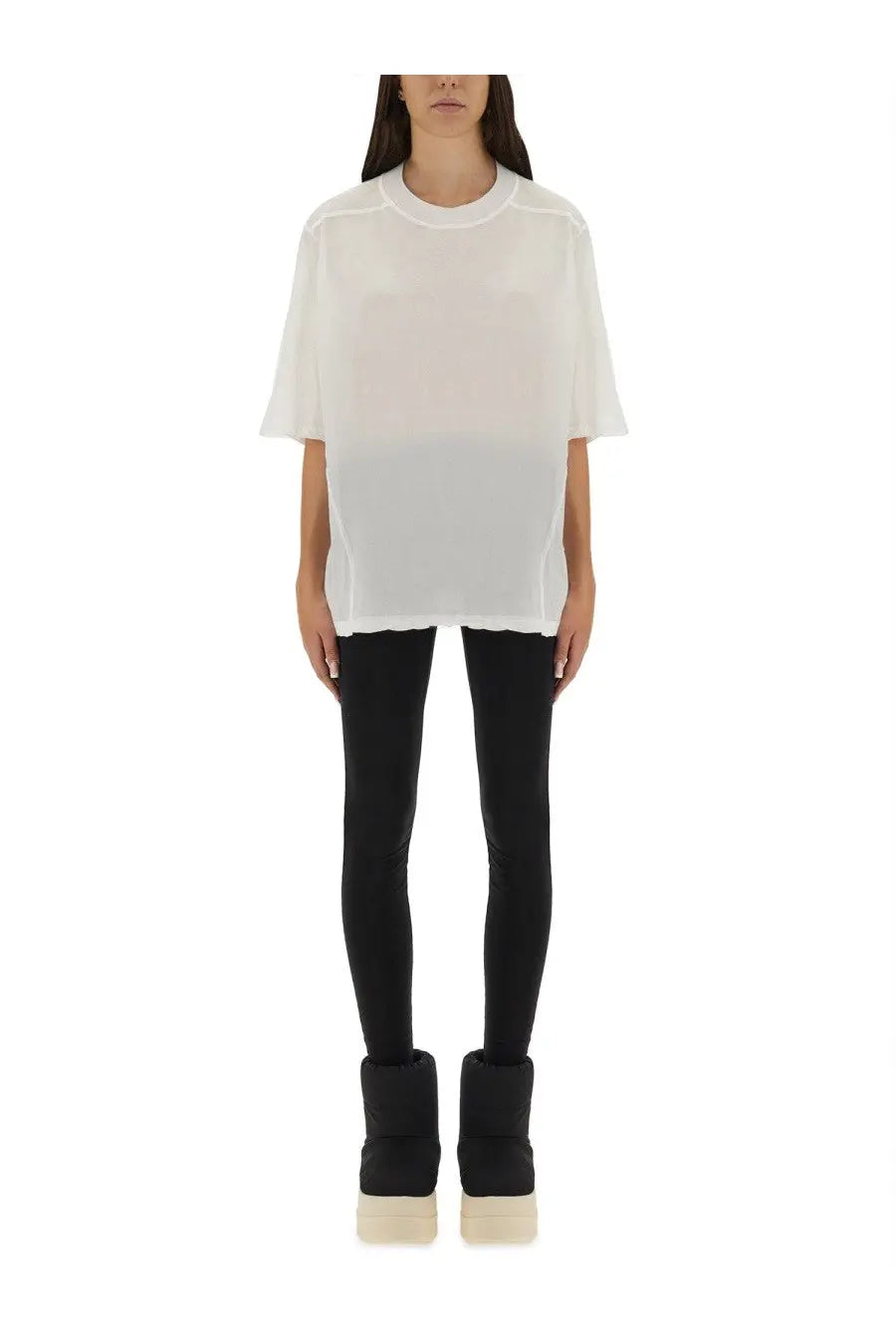 Drkshdw women’s walrus shirt white sheer short-sleeved top with relaxed fit and subtle gradient effect
