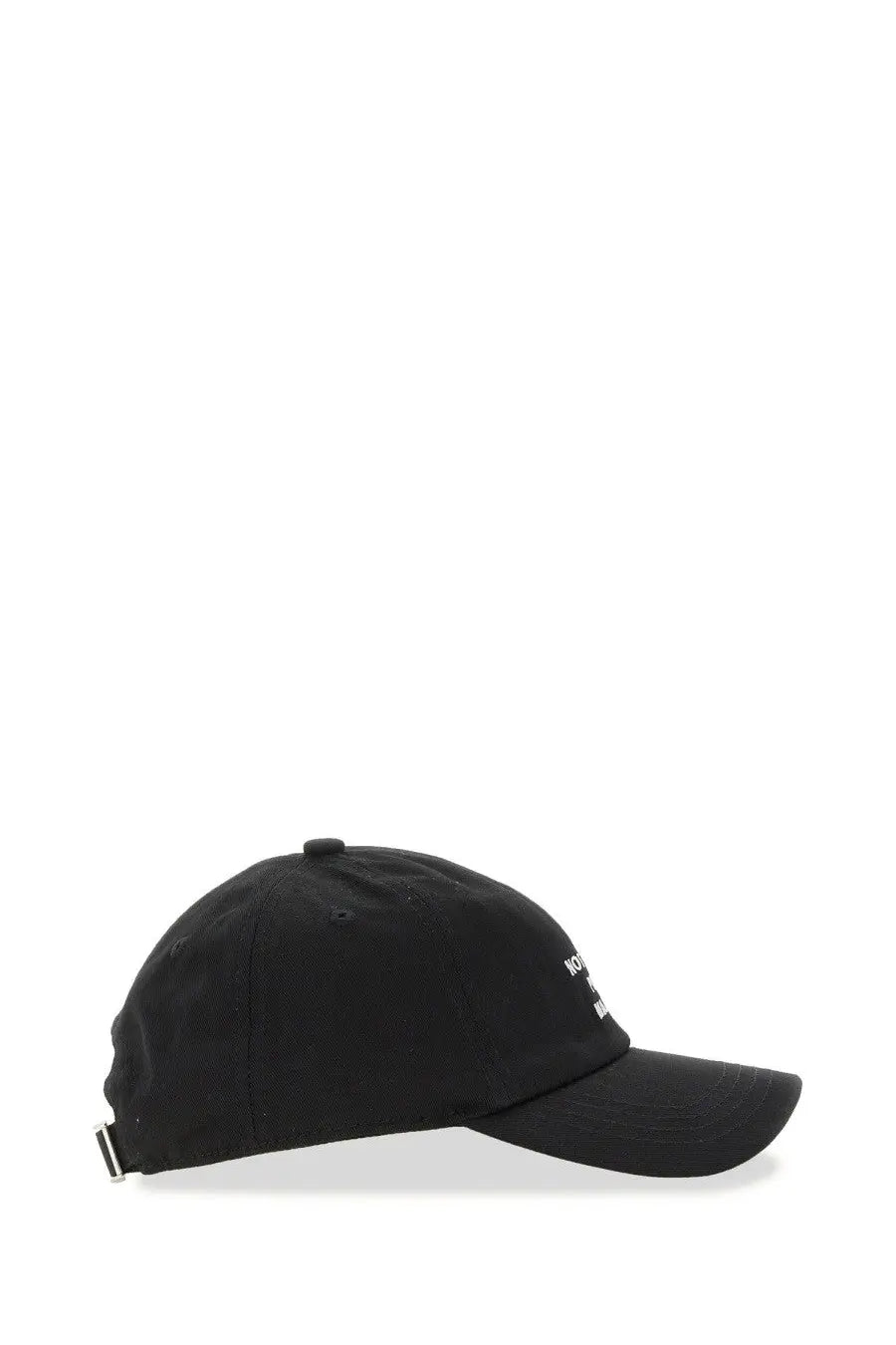 Drôle de Monsieur men’s black cotton baseball cap with white embroidered logo on the front