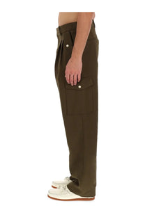 Drôle de Monsieur men’s olive green cargo pants with high waist buttoned flap pockets in durable fabric