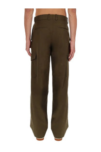 Drôle de Monsieur men’s olive green wide-leg cargo pants with multiple pockets for casual wear