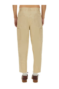 Drôle de monsieur men’s cropped beige cargo pants with multiple pockets and relaxed fit in durable fabric