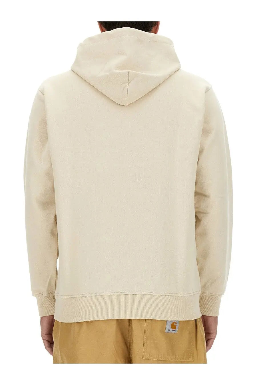 Drôle de monsieur men’s beige hoodie in cream color with soft textured fabric and ribbed cuffs