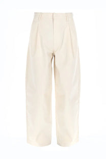 Drôle de Monsieur men’s pantalone ballon white cream high-waisted wide-leg trousers with structured fabric and pleats