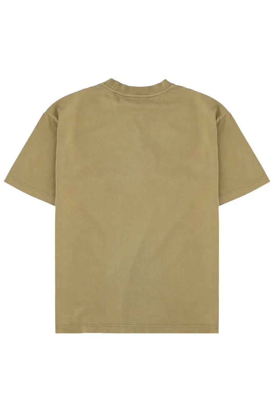 Beige short-sleeved crew neck t-shirt from drôle de monsieur featuring ajouré brown detailing for men