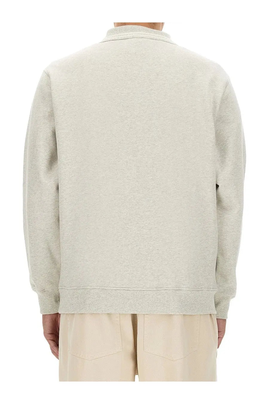Drôle de Monsieur men’s sweatshirt polo grey light gray heathered crew neck with ribbed cuffs and hem