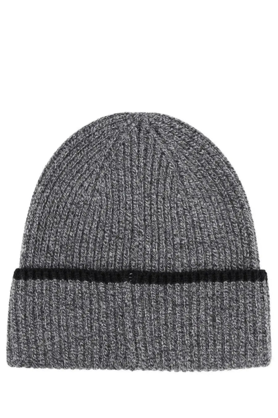 Drôle de monsieur men’s wool cap grey featuring a gray heathered knit design with a black ribbed cuff