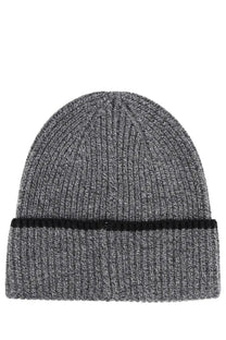 Drôle de monsieur men’s wool cap grey featuring a gray heathered knit design with a black ribbed cuff