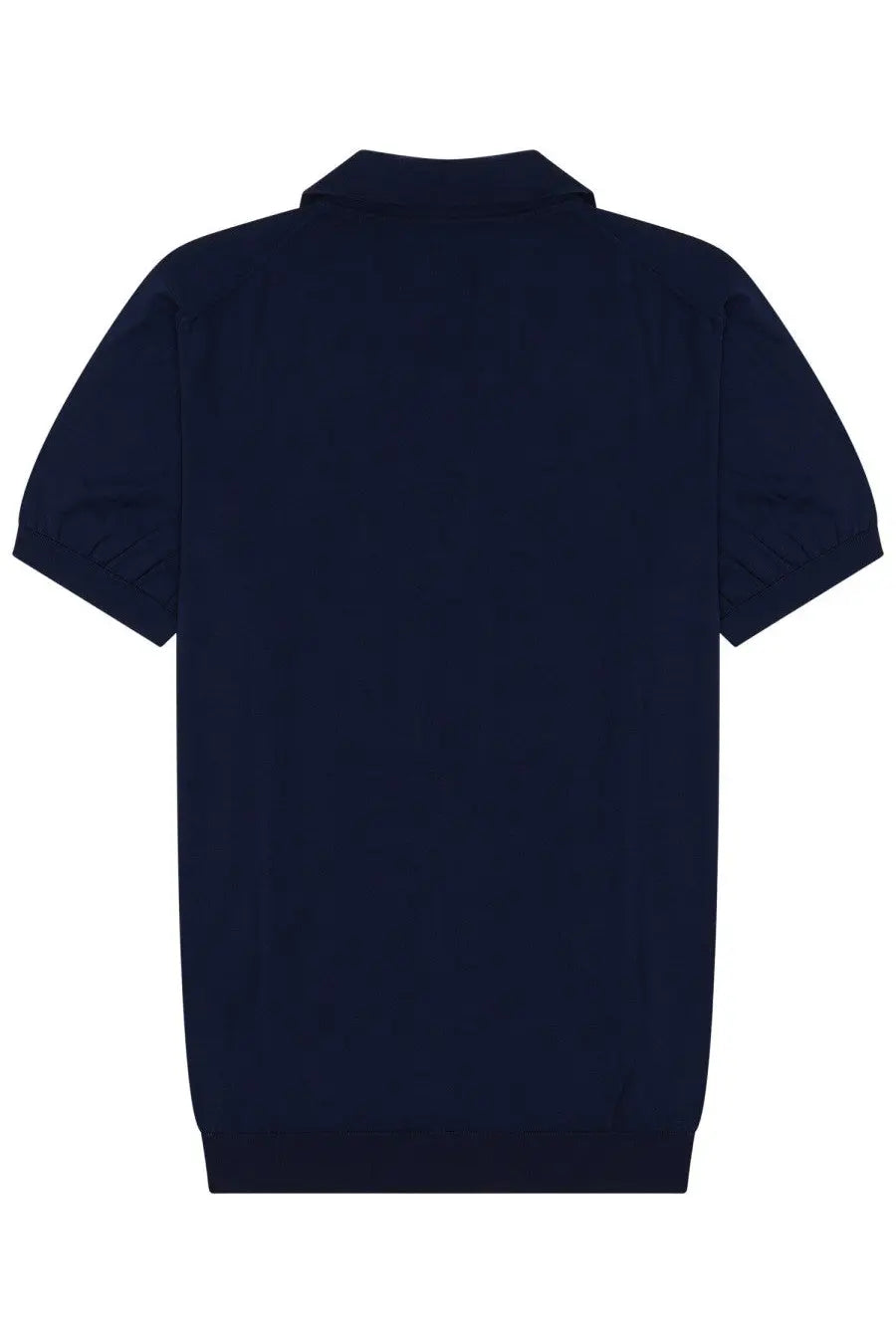 Navy blue short-sleeved cotton polo shirt with classic collar and ribbed cuffs from Drumohr men’s collection