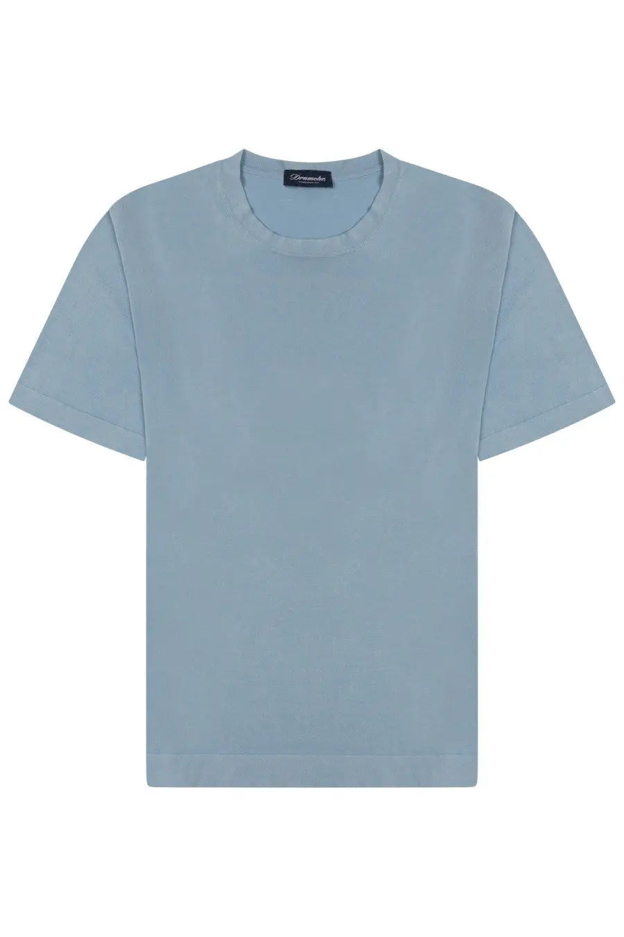 Drumohr men’s cotton shirt in soft light blue with crew neck and short sleeves perfect for casual wear