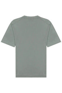 Drumohr men’s cotton shirt grey with relaxed fit minimalist olive green short sleeves and ribbed cuffs