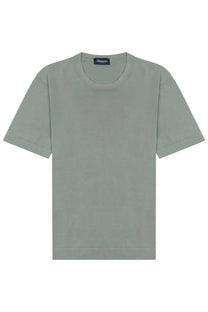 Drumohr men’s cotton olive green short-sleeved t-shirt with a classic crew neck and subtle ribbed hem