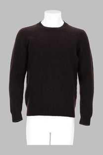 Drumohr men’s maglia in lana brown sleek dark brown cashmere sweater with classic crew neck and ribbed cuffs