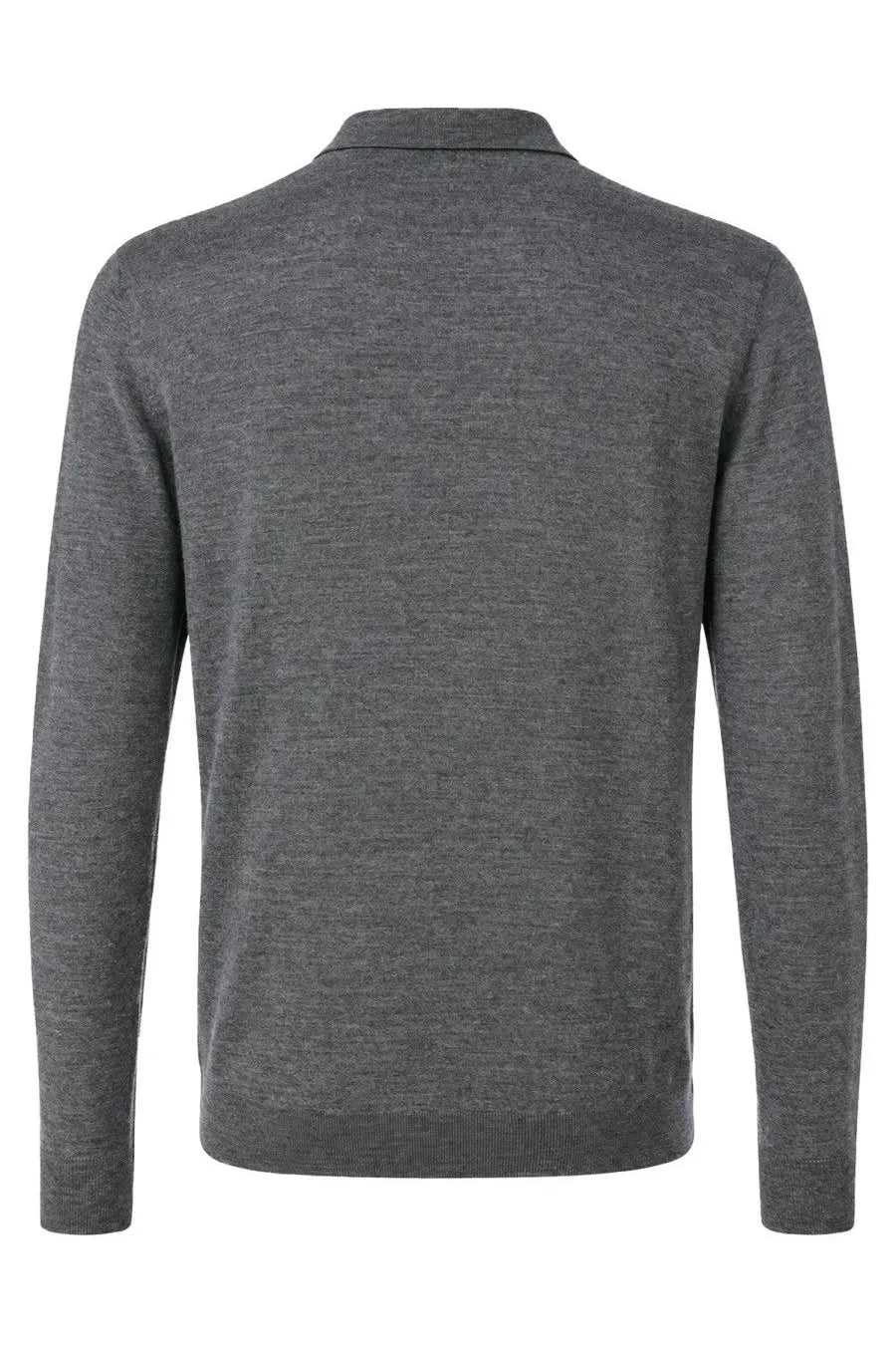 Gray heathered knit polo shirt with classic collar and ribbed cuffs made of lana merino by drumohr men