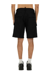 Dsquared2 men’s bermuda cargo black shorts with multiple pockets and a tailored structured fit made from durable fabric