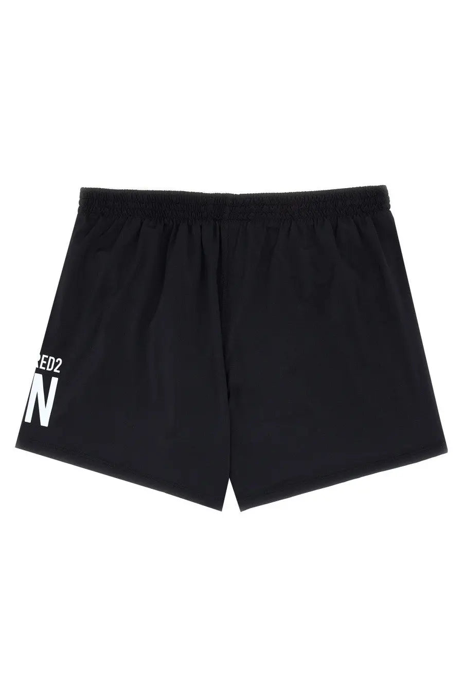 Dsquared2 men’s black athletic shorts with a white ed2 logo on the left leg perfect for sports and casual wear