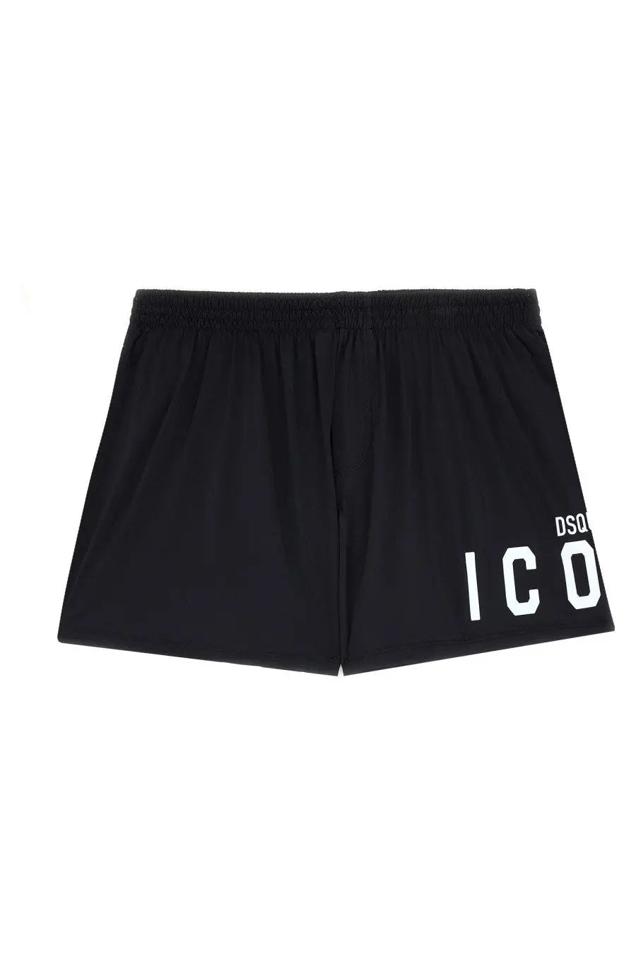 Dsquared2 men’s black boxer shorts featuring bold white ico lettering on the side for casual wear