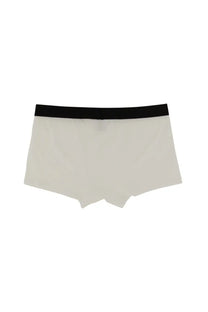 A pair of dsquared2 men’s white boxers with minimalist design and sleek black elastic waistband