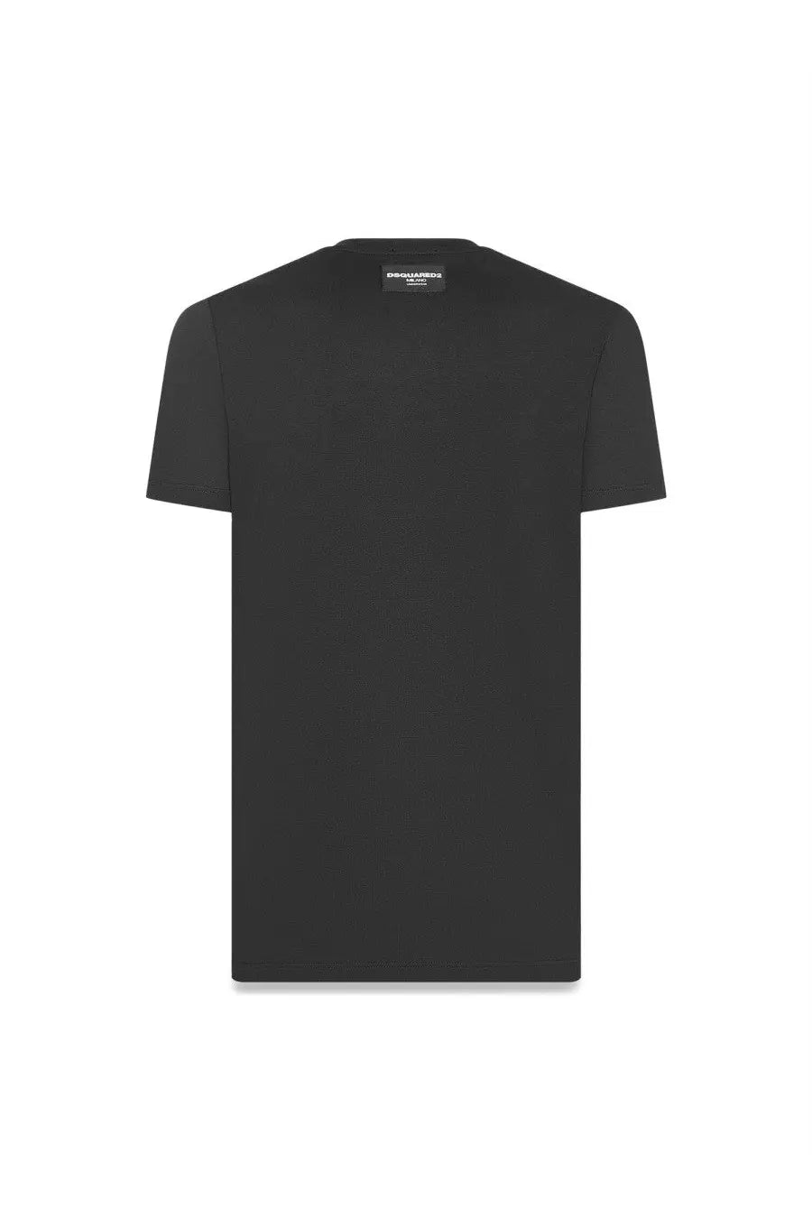 Dsquared2 men’s black short-sleeved cotton t-shirt with minimalist design and subtle brand label at the neckline