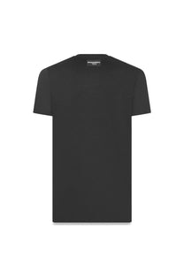Dsquared2 men’s black short-sleeved cotton t-shirt with minimalist design and subtle brand label at the neckline