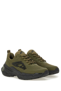 Dsquared2 men’s faster sneaker green olive green and black chunky sole mesh upper with bold logo detailing