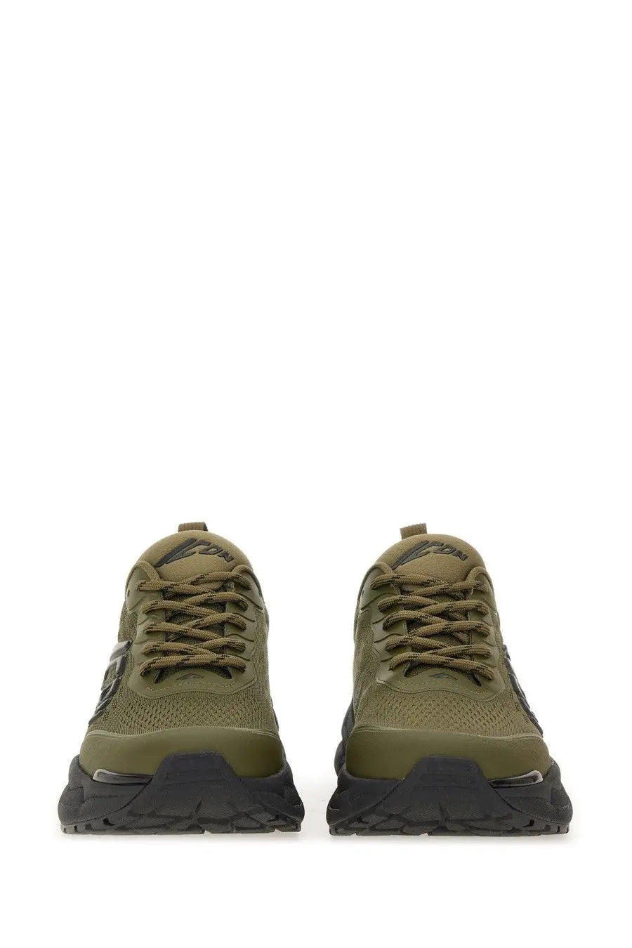 Dsquared2 men’s faster sneaker in olive green mesh and synthetic leather with black rubber soles