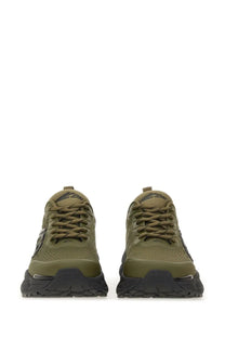 Dsquared2 men’s faster sneaker in olive green mesh and synthetic leather with black rubber soles