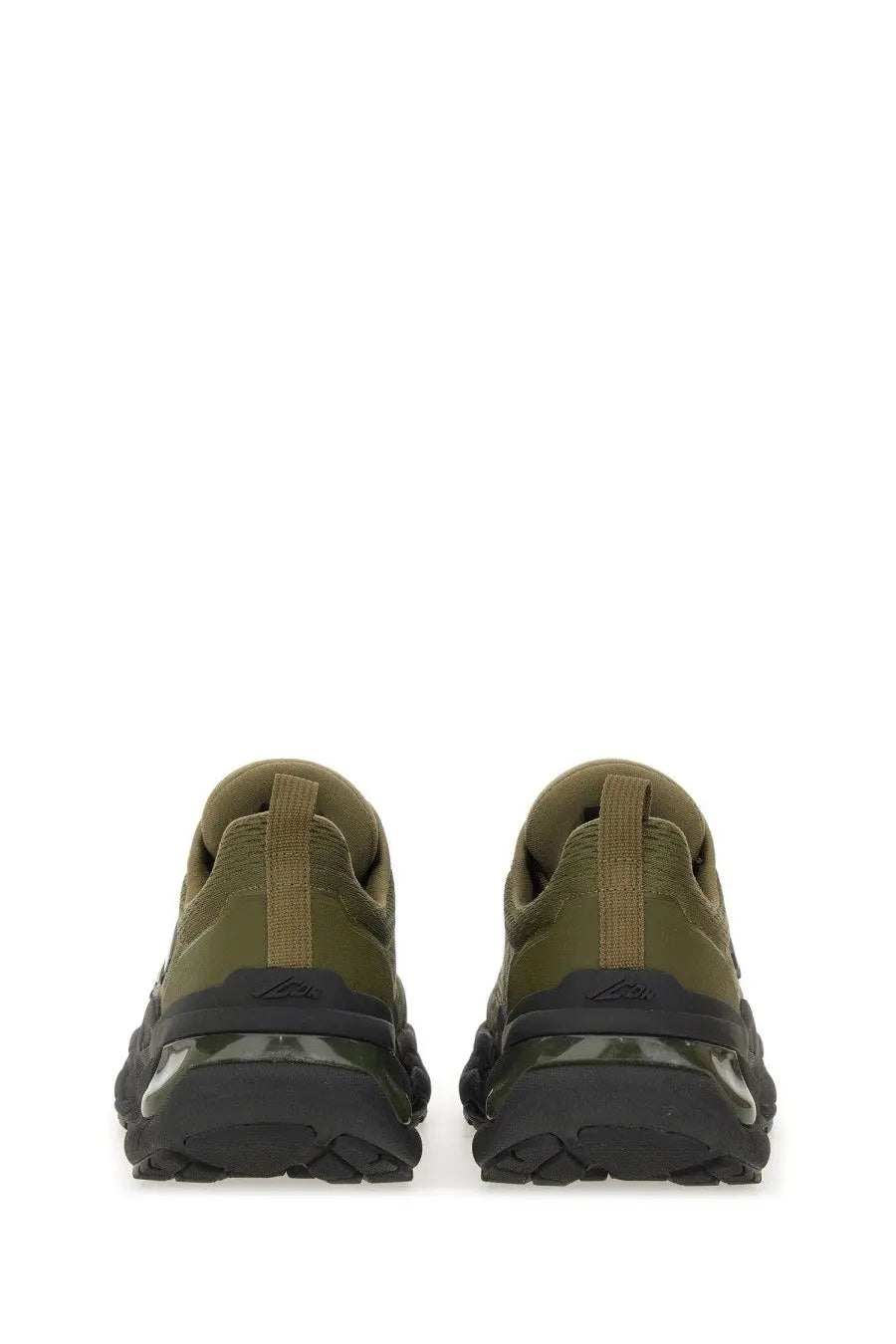 Dsquared2 men’s olive green slip-on sneakers with chunky black sole and transparent air cushioning units