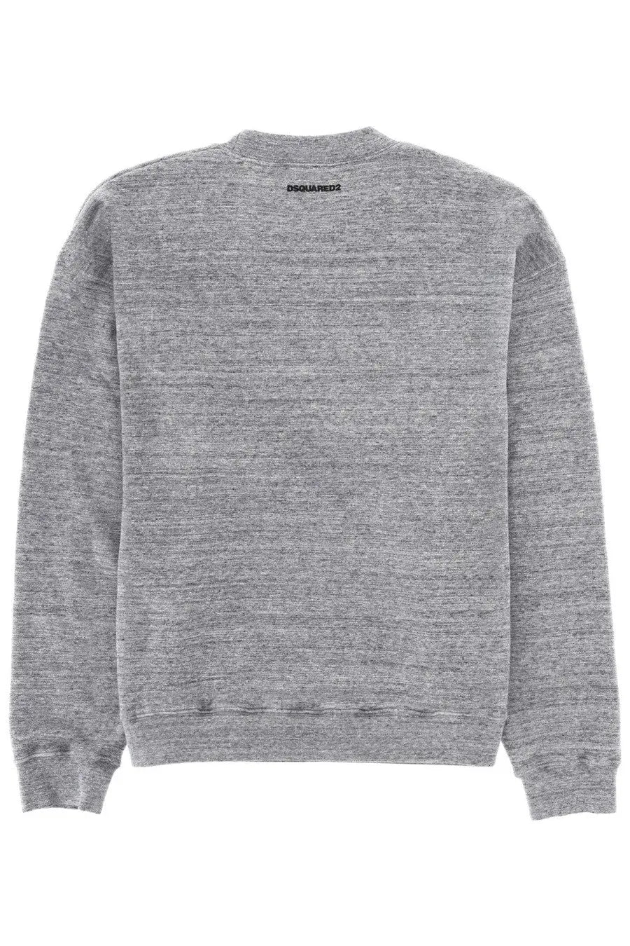 Dsquared2 men’s felpa iconique grey sweatshirt with gray heathered texture ribbed cuffs and subtle knit details