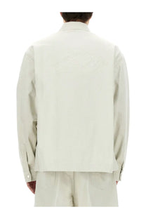 Dsquared2 men’s icon new generation overshirt white cream long-sleeved jacket with subtle embroidered logo on back view