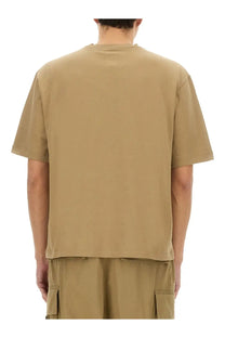 Dsquared2 men’s beige short-sleeved crew neck t-shirt with relaxed fit and subtle hemline in cotton material