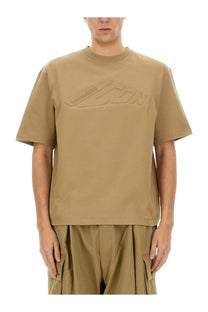 Beige Dsquared2 men’s short-sleeved t-shirt with subtle embossed logo across chest in soft cotton material