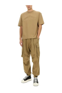 Tan cotton t-shirt with subtle embroidered mountain logo on chest from dsquared2 men’s icon new generation shirt beige