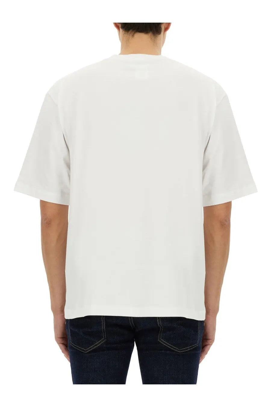 Dsquared2 men’s white cotton t-shirt with relaxed fit and short sleeves in icon new generation style