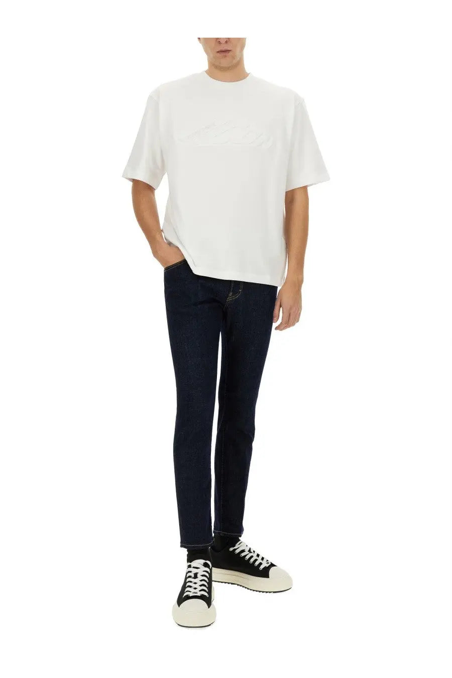 Dsquared2 men’s icon new generation white oversized cotton t-shirt with crew neck and relaxed fit