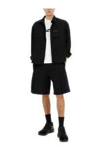Dsquared2 men’s icon ripstop black utility shirt with two chest pockets and subtle embroidered logo on left breast