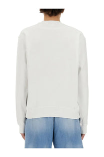 Dsquared2 men’s icon white crewneck sweatshirt with long sleeves made of soft cotton for casual wear